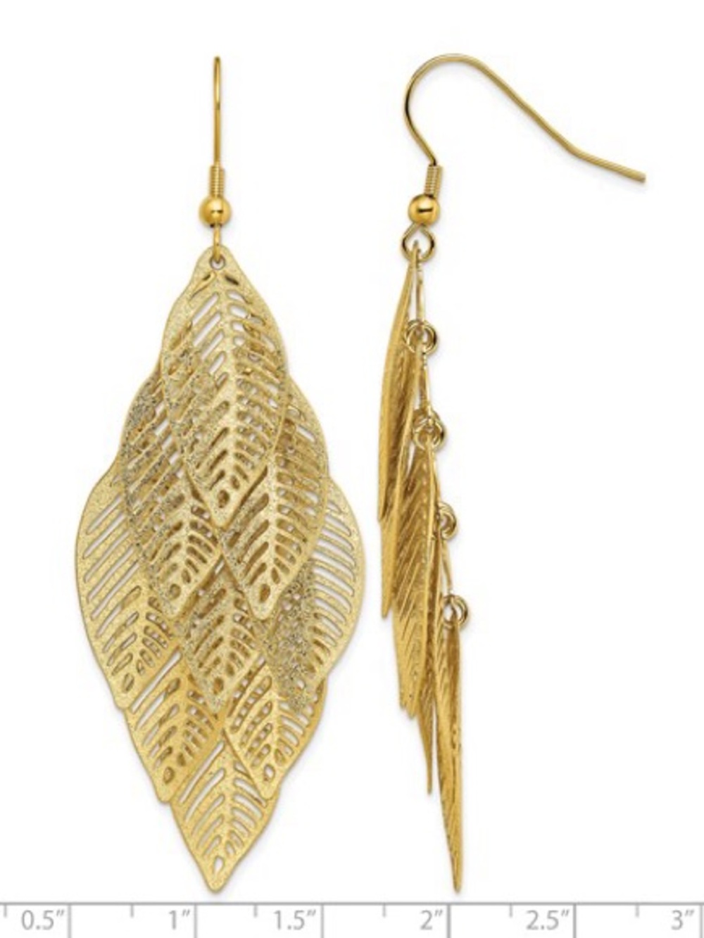 Gold Plated Leaf Dangle Drop Earrings - NWT - Picture 5 of 5